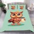 Cute owl holding coffee bedding set