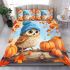 Cute owl in blue hat sitting on the log surrounded bedding set