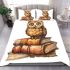 Cute owl sitting on top of books bedding set