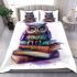 Cute owl sitting on top of books bedding set