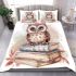 Cute owl sitting on top of books bedding set