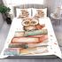 Cute owl sitting on top of books bedding set