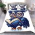 Cute owl teacher with a book and glasses bedding set