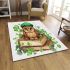 Cute owl wearing a green beret area rugs carpet