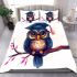 Cute owl wearing glasses bedding set