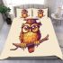 Cute owl wearing glasses bedding set