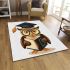 Cute owl wearing glasses and a graduation hat area rugs carpet