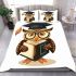 Cute owl wearing glasses and a graduation hat bedding set