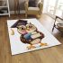 Cute owl wearing glasses and a graduation hat area rugs carpet