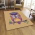 Cute owl wearing glasses and a graduation hat area rugs carpet