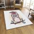 Cute owl wearing glasses and a graduation hat area rugs carpet