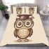 Cute owl wearing glasses and a graduation hat in a simple bedding set