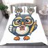 Cute owl wearing glasses and holding an octane pen bedding set