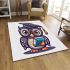 Cute owl wearing glasses and holding books area rugs carpet