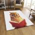 Cute owl wearing glasses reading books area rugs carpet