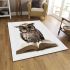 Cute owl wearing glasses reading books area rugs carpet