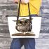 Cute owl wearing glasses reading books leather tote bag