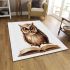 Cute owl wearing glasses reading books area rugs carpet