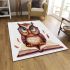 Cute owl wearing glasses reading books area rugs carpet