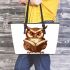 Cute owl wearing glasses reading books leather tote bag