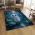 Cute owl with big blue eyes perched area rugs carpet