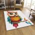 Cute owl with big eyes colorful feathers and beautiful wings perched area rugs carpet