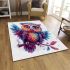 Cute owl with big eyes colorful feathers and beautiful wings perched area rugs carpet