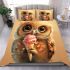 Cute owl with big eyes holding an ice cream bedding set