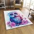 Cute owl with big eyes pink and blue gradient colors area rugs carpet