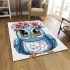 Cute owl with big eyes pink flowers on its head area rugs carpet