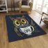 Cute owl with big yellow eyes holding a coffee cup area rugs carpet