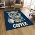 Cute owl with big yellow eyes holding a coffee cup area rugs carpet