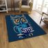 Cute owl with big yellow eyes holding a coffee cup area rugs carpet