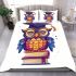 Cute owl with glasses and graduation hat holding books bedding set