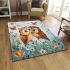 Cute owls in love colorful butterflies and flowers area rugs carpet