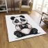 Cute panda bear making a heart with area rugs carpet