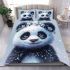 Cute panda blue eyes white fur with black patterns bedding set