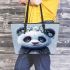 Cute panda blue eyes white fur with black patterns leather tote bag