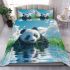 Cute panda is playing in the water bedding set