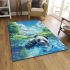 Cute panda is playing in the water area rugs carpet