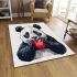 Cute panda making a heart with hands area rugs carpet