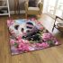 Cute panda surrounded among blooming cherry blossoms area rugs carpet