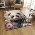 Cute panda surrounded among blooming cherry blossoms area rugs carpet