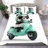 Cute panda wearing black sunglasses motorcycle bedding set