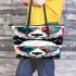 Cute panda wearing colorful glasses leather tote bag