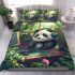 Cute panda wearing headphones bedding set