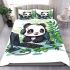 Cute panda wearing headphones and playing computer bedding set