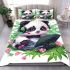 Cute panda wearing headphones and playing computer bedding set