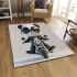 Cute panda wearing sunglasses and leather rides area rugs carpet