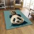 Cute panda with cat on its head area rugs carpet